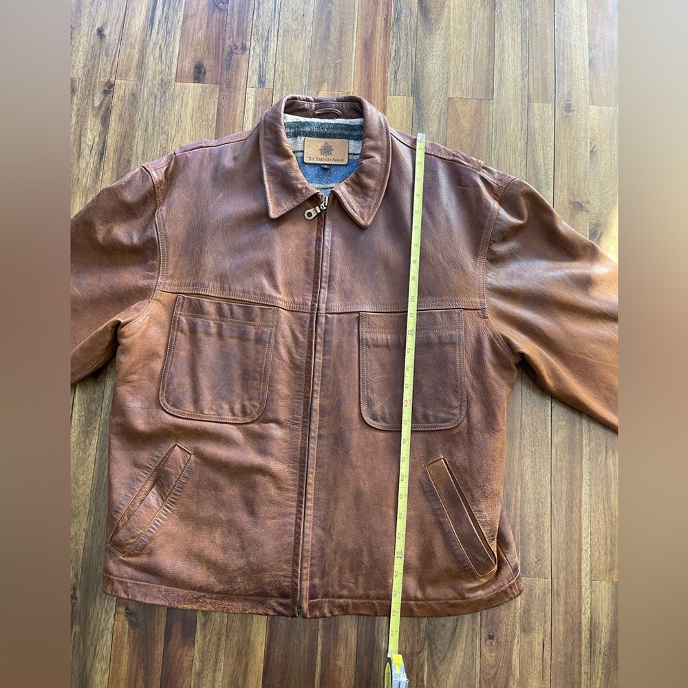 The Territory Ahead Brown Leather Bomber Jacket - Picture 6 of 13